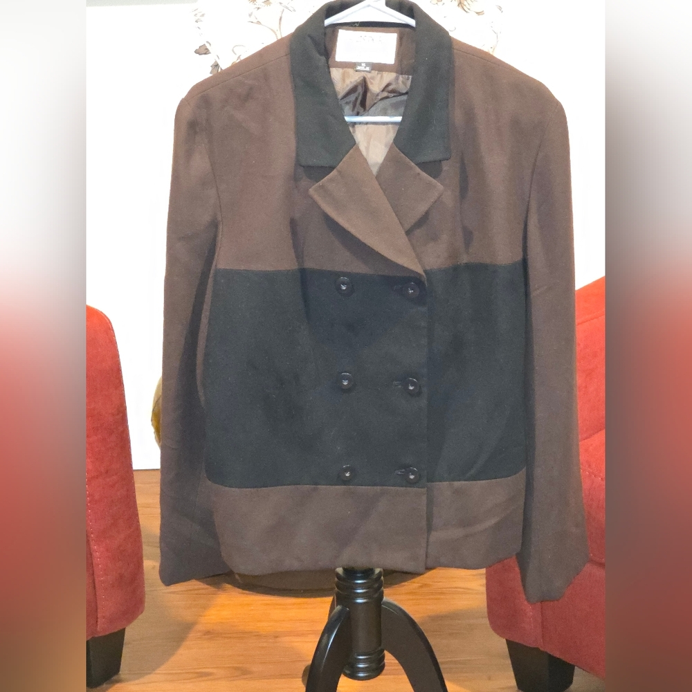 Kasper Brown and Black Double-Breasted Blazer